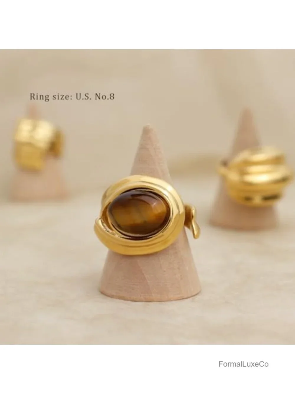 Chunky Gold Statement Dome Ring for Women, 18k Gold Plated Stainless Steel,